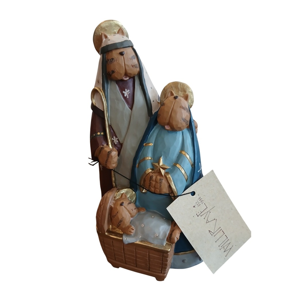 Williraye Studio Holy Cats Nativity Set Mary Joseph Baby Jesus Resin Figurine